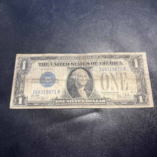 1928 1298B One Dollar Bill •Silver Certificate $1 Note • Funny Back • I68319671B