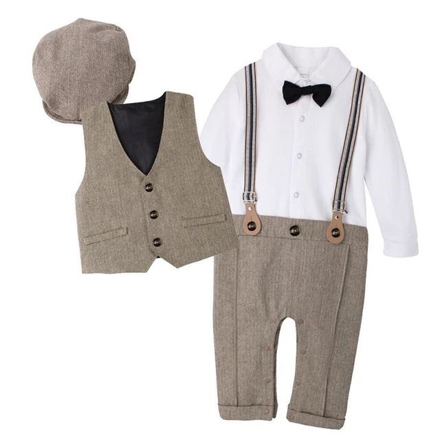 Tuta da allenamento baby ragazzi gentiluomo reggiseno + carro armato + cappello festival outfits 3 pezzi 6