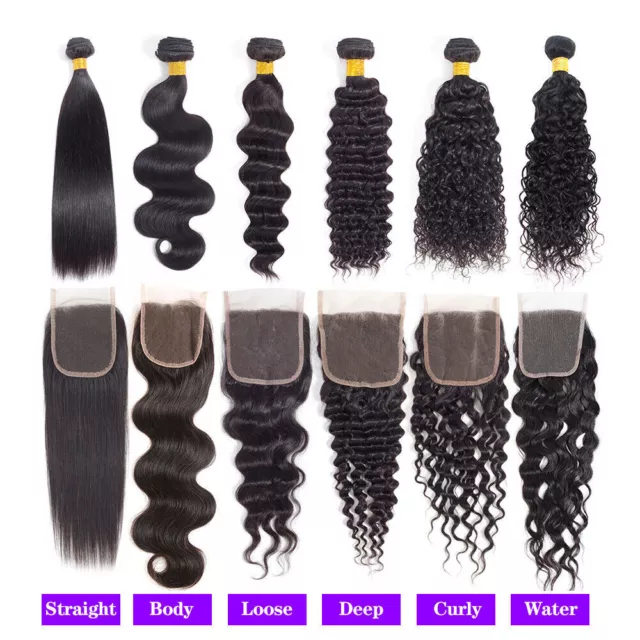 Brazilian Human Hair Bundles with Lace Closure 4*4 Lace Closure Remy Virgin Hair