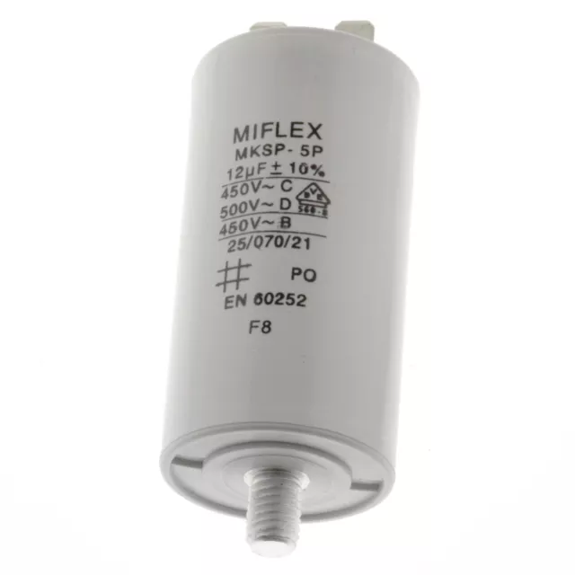 MIFLEX MKSP-5P Motorkondensator Anlauf-/Betriebskondensator 12µF-450V Stecker