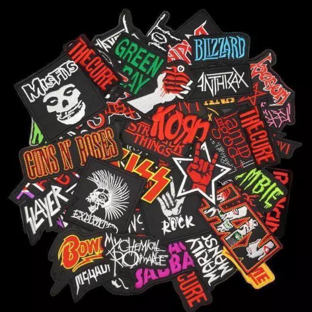 Random Lot of 50 Rock Band Patches Iron on Music Punk Roll Heavy Metal Sew