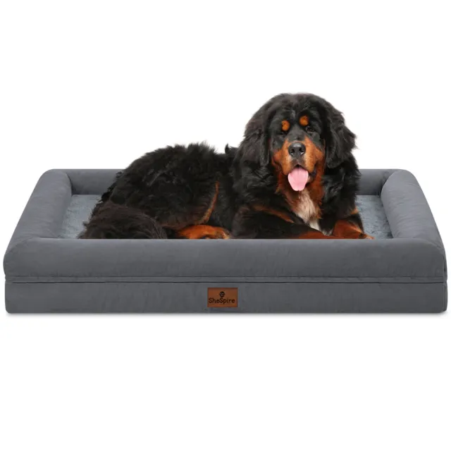 Dark Gray Orthopedic XXX-Large Dog Bed Pet Sofa with Cover & Memory Foam Bolster