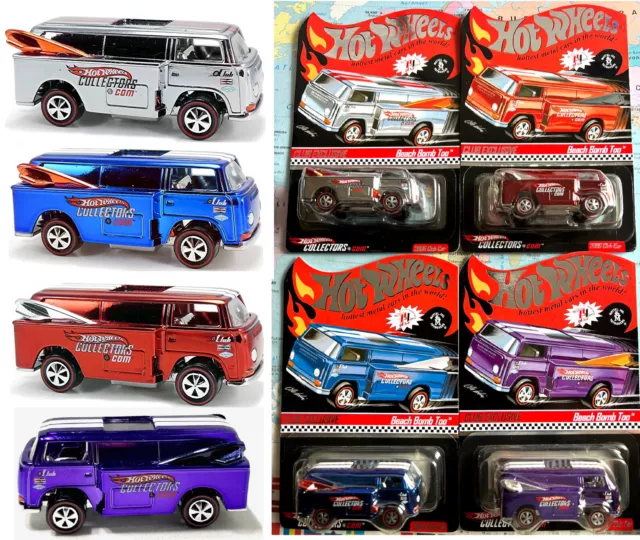 4x HOT WHEELS VW T2 REDLINE BEACH BOMB TOO CHROME RED BLUE PURPLE RLC 2006 #1