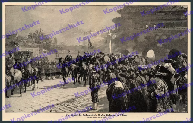 Th. Rocholl Schutztruppe Parade Graf Waldersee Schwarzhoff Hoepfner Peking 1900