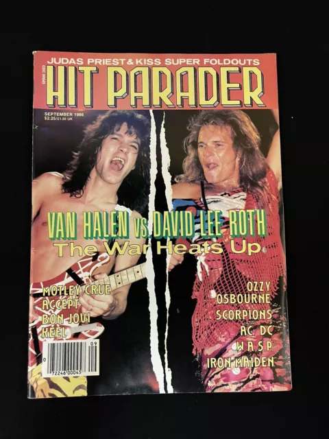 Hit Parader Magazine September 1986 Eddie Van Halen Vs David Lee Roth + Poster