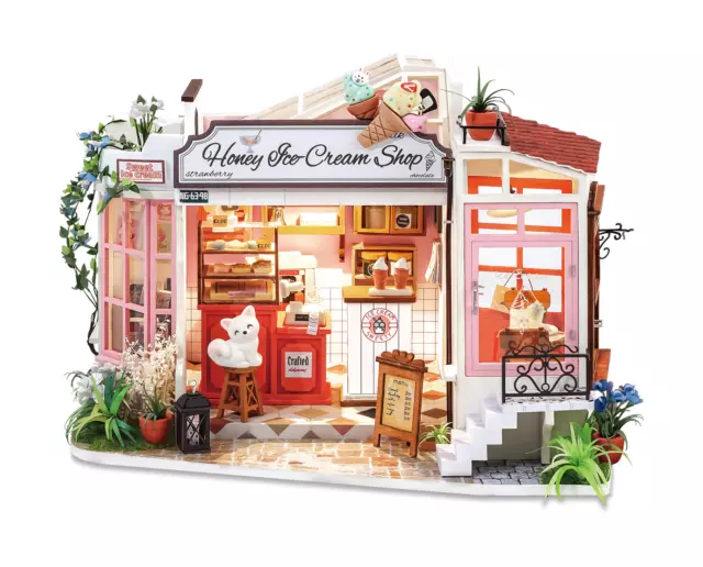 Rolife DIY Wooden Miniature Dollhouse Honey Ice-cream Shop Handmade Doll House 3