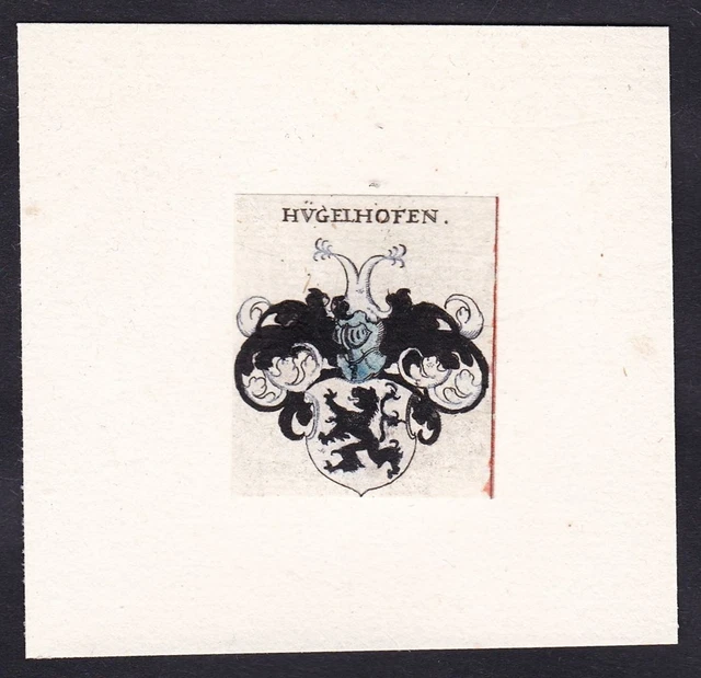 Hügelhofen Escudo Abrigo De Arms Heráldica Grabado 17. Jh