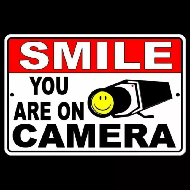 Smile You Are On Camera Sign Metal warning video surveillance security cctv S025