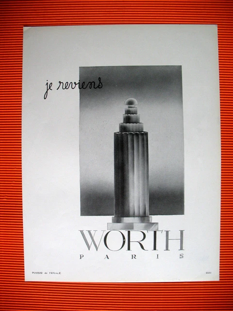 Publicite De Presse Worth Parfum Je Reviens French Advertising 1938