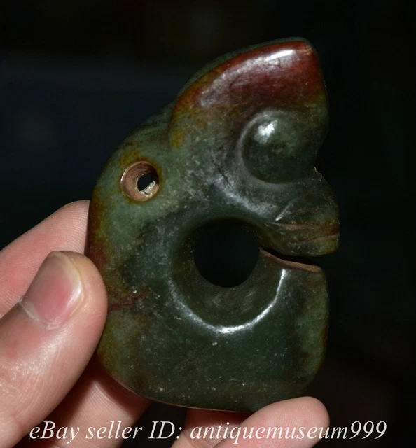 2.8" Old Chinese Hongshan Culture Jade Carving Pig Dragon Amulet Pendant Statue