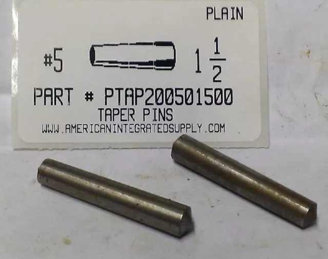 #5X1-1/2 Taper Pin Steel Plain .289" Large End Diameter (5)