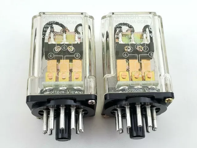 Lot of 2 Omron MK3EP-UA-DC48 Ice Cube Relays 11 Pin 48 Volt DC Coil