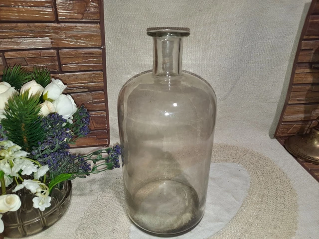 Antica Bottiglia Vetro Laboratorio Farmacia Drogheria  H Cm 26 Base Cm 12