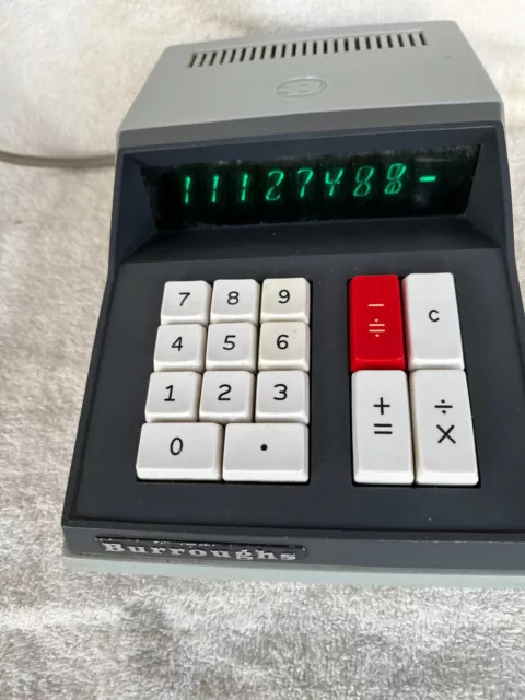 Vintage Burroughs C-3155 Desktop Electronic Calculator Adding Machine & Manual