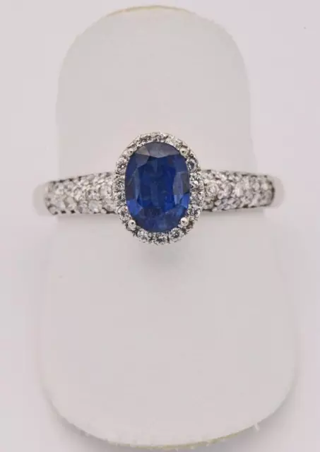 Ring mit Safir Saphir und 46 Brillanten 0,40 ct in 18 Kt 750 Gold 54 top