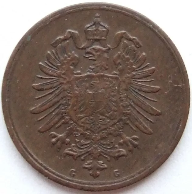Pièce de Monnaie Reich Allemand Empire 1 Pfennig 1875 G En Extremely fine 2