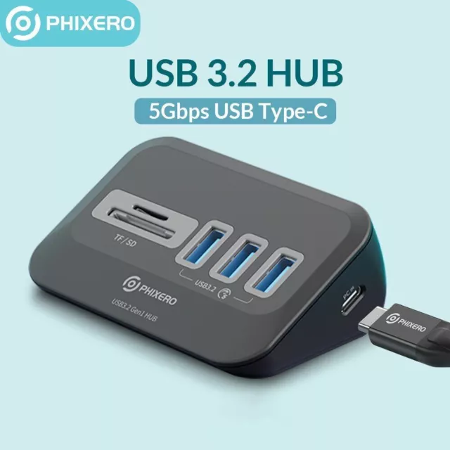 3*USB A Port USB 3.0 HUB Verteiler Splitter Adapter & TF/SD Reader USB 3.2 Gen 1