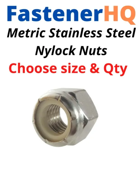 Stainless Metric Nylon Nylock Hex Nuts DIN 985 (Choose size & Qty)