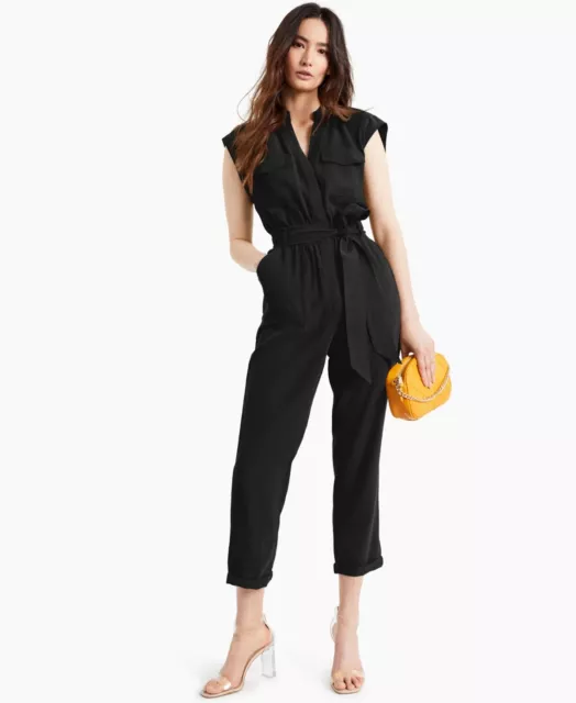 MSRP $120 Inc International Concepts Womens Belted Jumpsuit Black Size 0