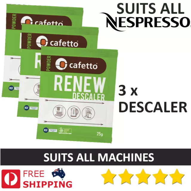 3x Nespresso Descaling Descaler Limescale Remover Kit - Suits Espresso Descale