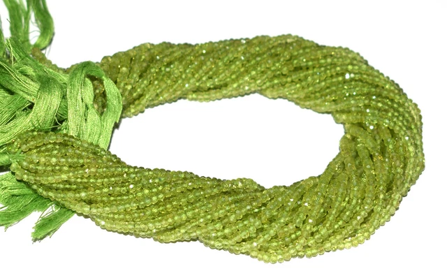 12.5 " X 1 Desseré Brin Vert Péridot Gemme Rondelle Facettes 3-4mm Perles UJJ44