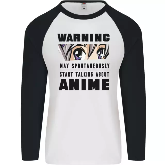 Maglietta da baseball Warning May Start Talking About Anime divertente da uomo L/S