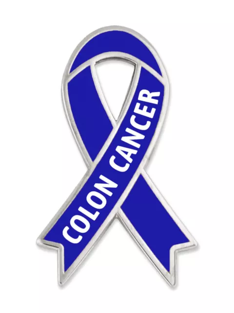 PinMart's Colon Cancer Blue Awareness Ribbon Enamel Lapel Pin