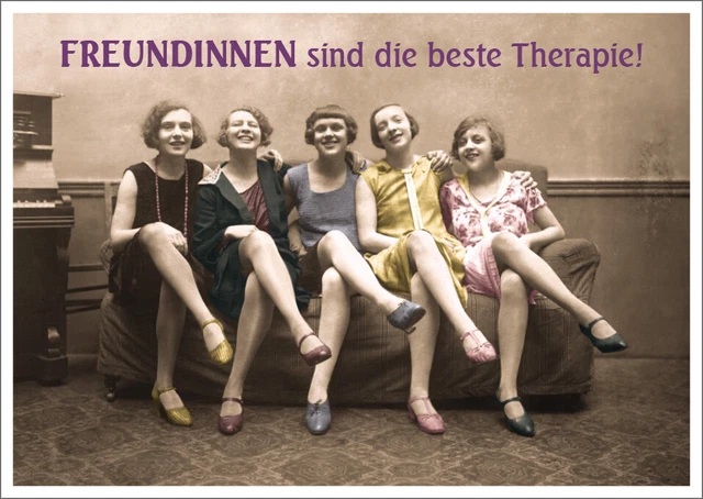 Postkarte Spruch humorvoll Freundinnen sind die beste Therapie!