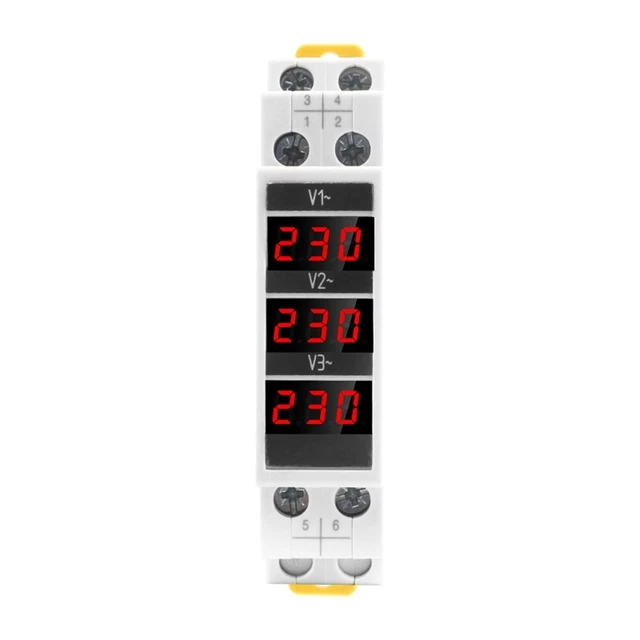Mini voltímetro de pantalla digital trifásica duradero medidor de voltaje LED 80 500 VAC