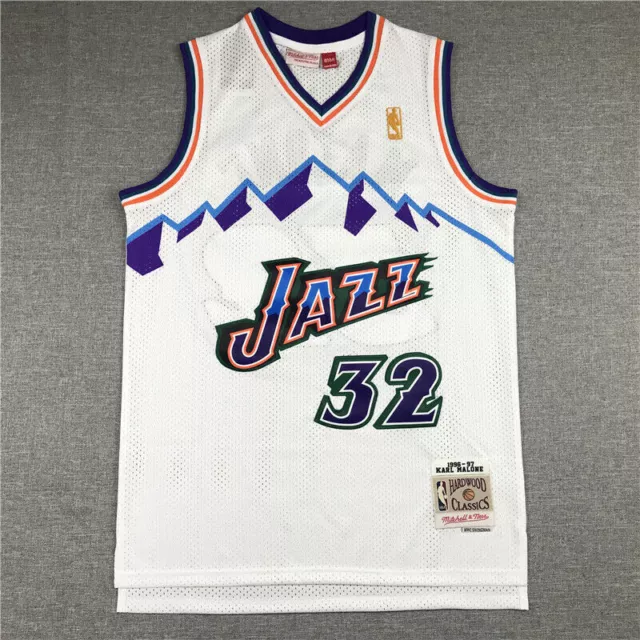 Retro 96 97 Karl Malone #32 Utah Jazz Basketball Trikot Weiß Größe:S-XXL