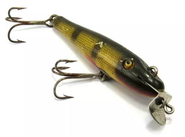 Creek Chub Baby Pikie Minnow Glass Eye Wood Two Line Tie Vintage Lure - Read