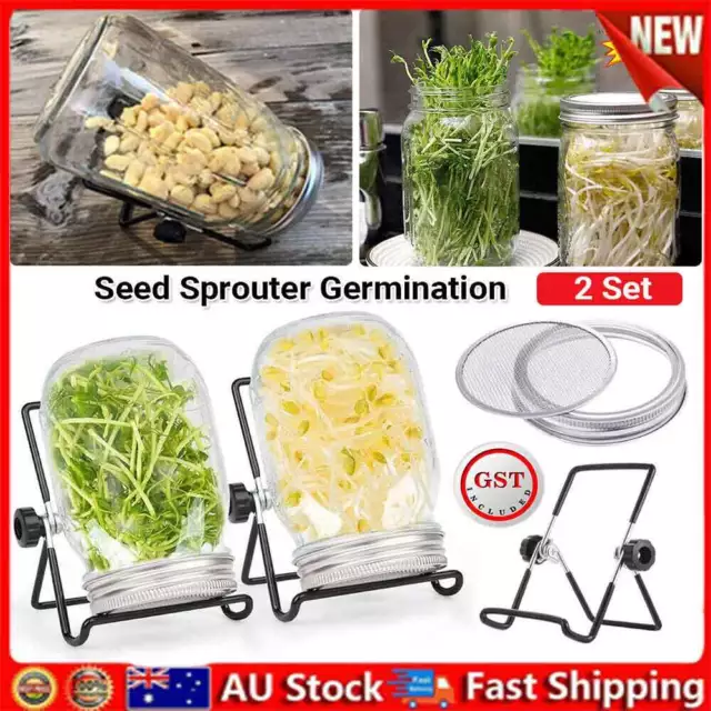 Seed Sprouter Germination Cover Kit Sprouting Mason Jars with Stands & Lids VN