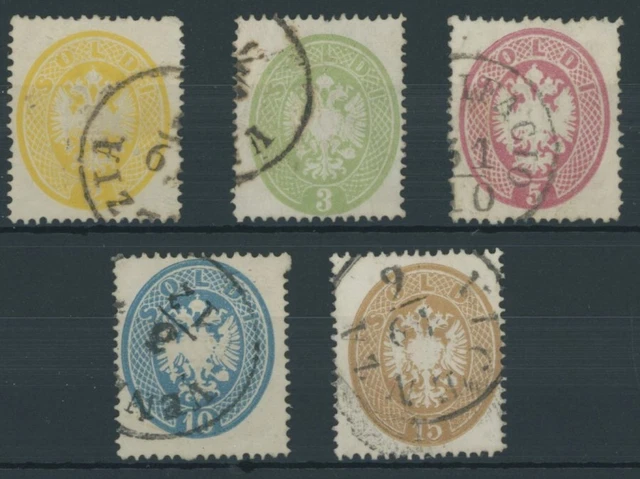 LOMBARDEI UND VENETIEN 1863, Doppeladler, gez. K 14, Prachtsatz, Mi. 400.-