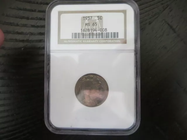 1937 P Buffalo 25 Cent Nickel Type 1 Ngc 65 Bright Beauty 90% Silver