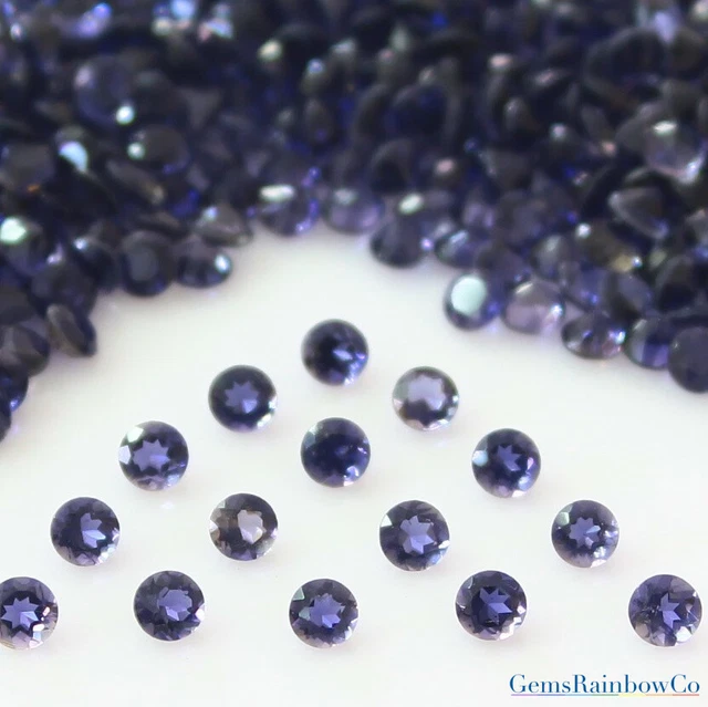 Naturel Iolite 3mm Rond à Facettes Desseré Gemme AAA Qualité, Inclusion Gratuit