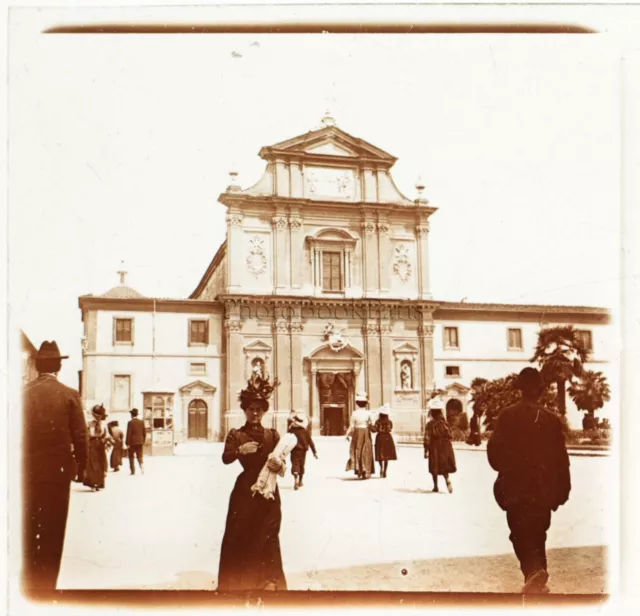 Italie Florence Plaque de verre stéréo Positif Vintage ca 1910