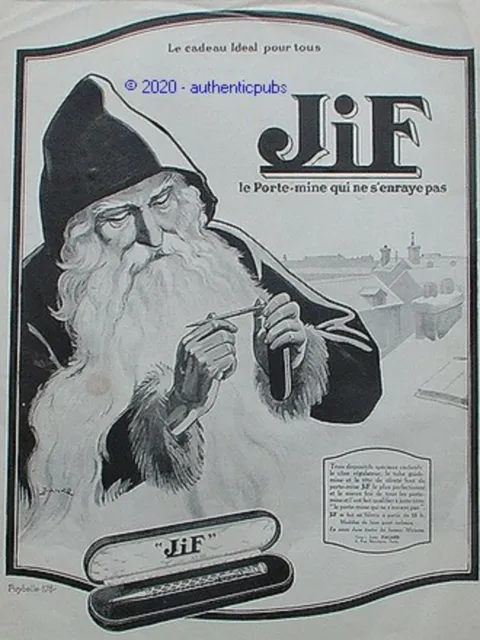 Publicite Jif Porte Mine Pere Noel Dessin Signe Wanko De 1925 French Ad Pub Rare