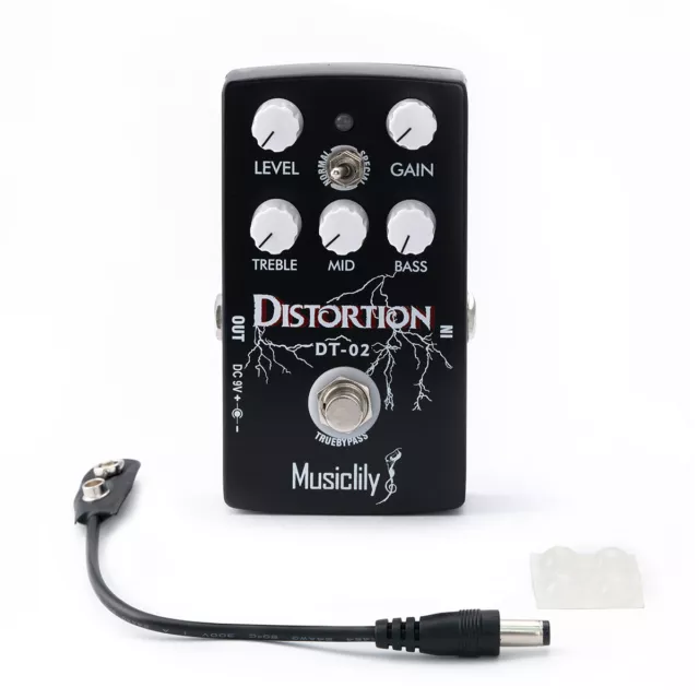 Musiclily Pro Distortion Guitar Effect Pedal DC 9V Adapter Powered True Bypass