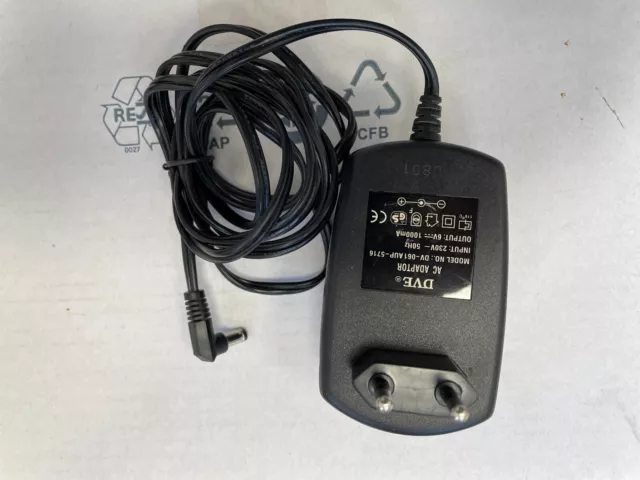 Original Power Supply DVE DV-061AUP-5716 Output: 6V 1A Connector: 2.5 x 5.5 mm