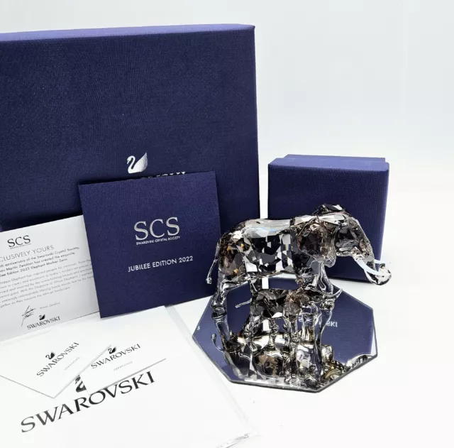 Swarovski Elegance of Africa Elephant Mother and Baby Figurines Signed Box COA