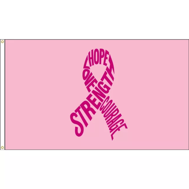 Strength Hope Love Courage Flag  Breast Cancer Awareness & Support Pink Ribbon