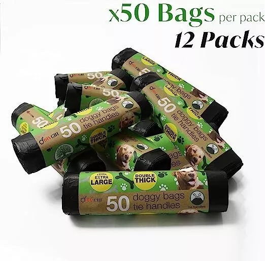 Dogs Poo Bag With Tie Handles (12*50 bags)total 600 bags