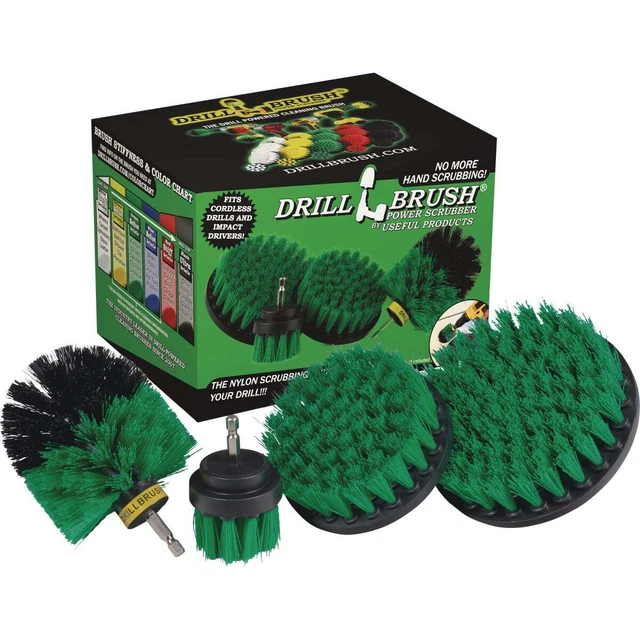 Drillbrush Kitchen Medium Green Drill Brush (4 Piece) G-S-542O-QC-DB Pack of 24