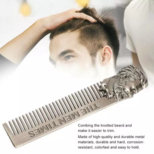 Portable Metal Barber Men Beard Comb Mustache Brush - Travel Grooming Tool