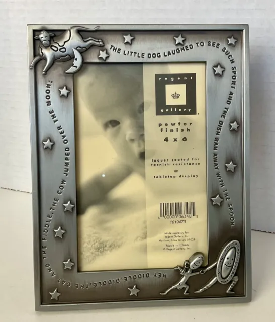 Picture Frame 4X6" Child Baby Nursery Rhyme Pewter Finish HEY DIDDLE DIDDLE R
