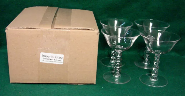 Imperial CANDLEWICK 3400 Tall Champagne Glasses SET OF FOUR More Here MINT / BOX