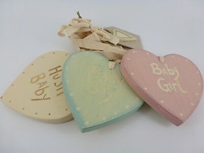 Chic East of India Vintage Shabby Hanging Wall Sign Heart Shaped New Baby Gift