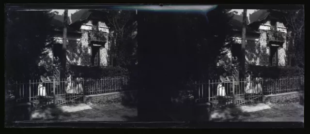 Family Home c1930 Photo NEGATIVE Stereo Glass Plate Vintage V34L5n 2