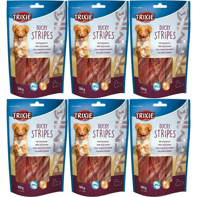 6 X TRIXIE Premio Ducky Stripes 100g Duck Breast Dog Treats