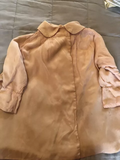 Antique 1900’s Toddler Girl’s Peach Pink Fully Lined Handmade Smocked Coat 2T